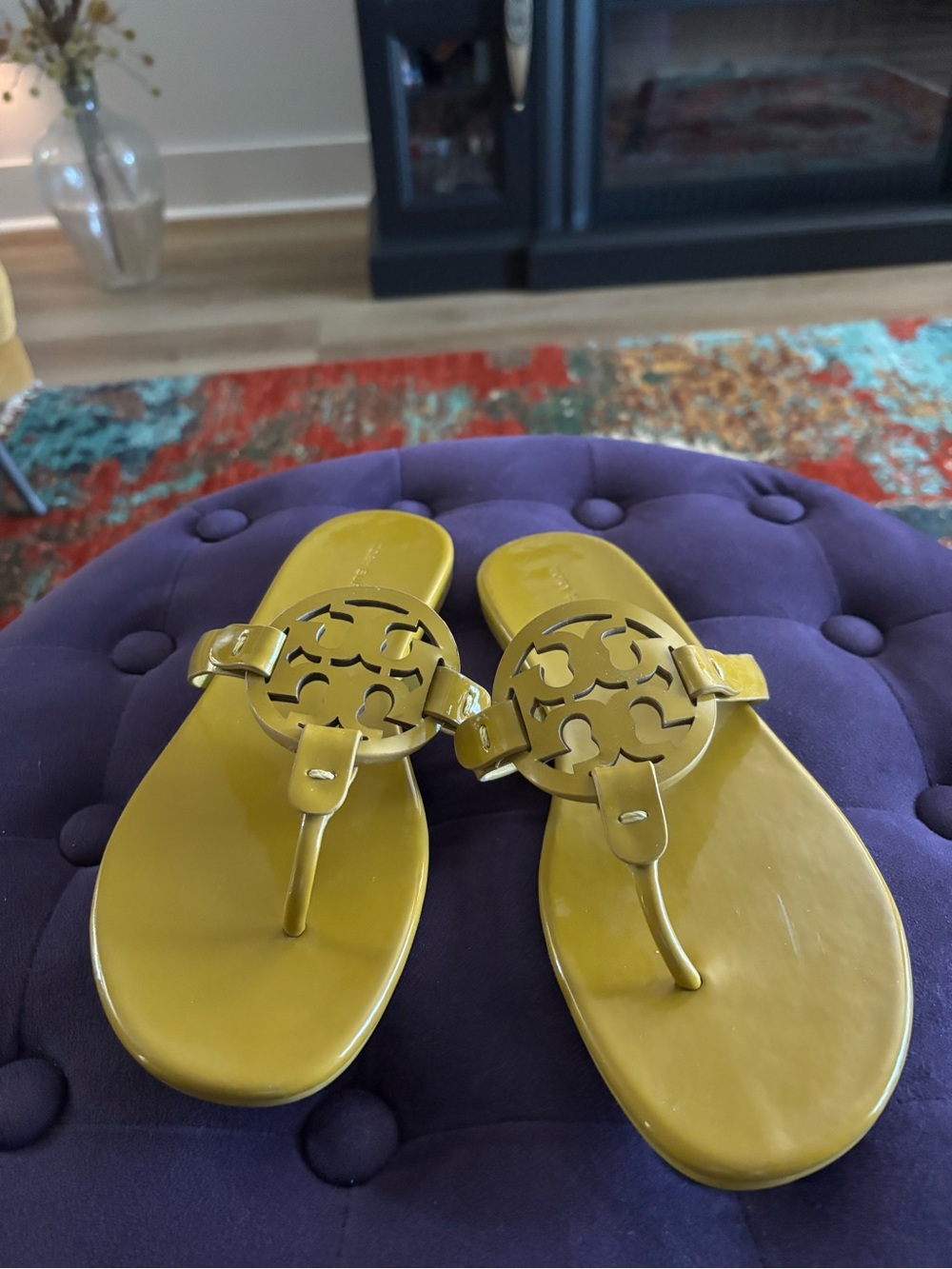 Tory Burch Golden Pear Patent Miller Thong Sandals